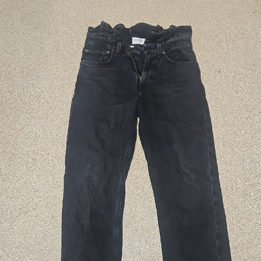 Agolde Black High-Rise Straight Jeans